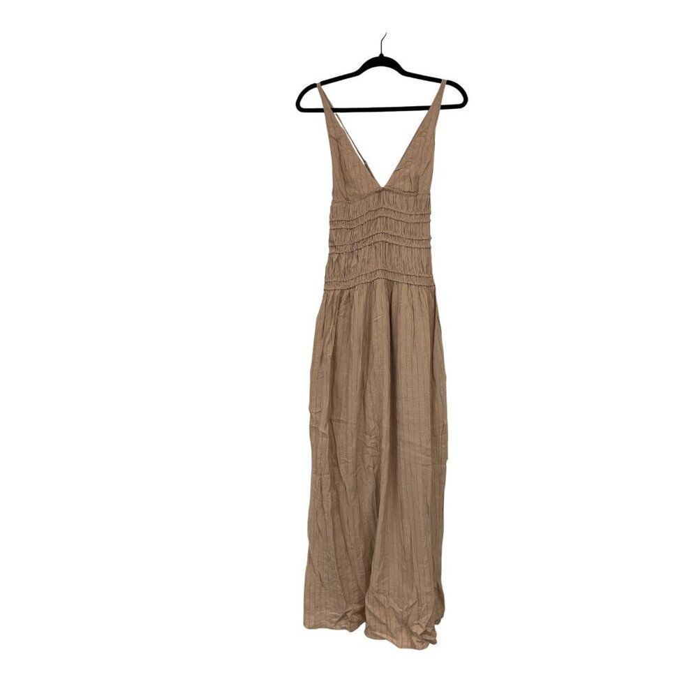 Zara Womens Textured Midi Dress Medium M Pink V-Neck Sleeveless 0881/369 NWT - Picture 2 of 16